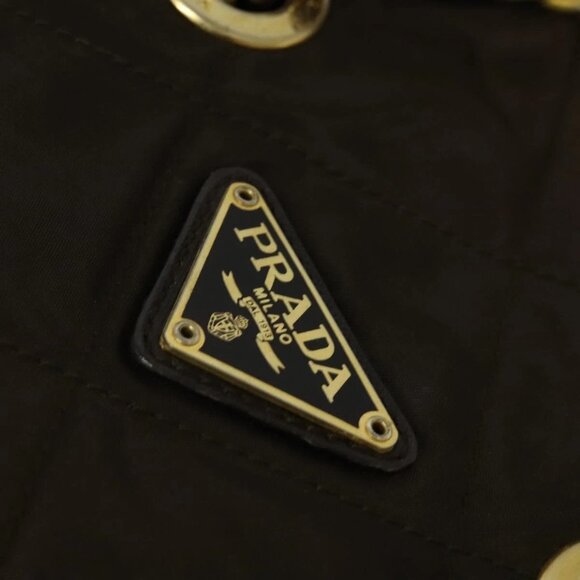 PRADA Chain Shoulder Bag Nylon Brown Gold Auth - Picture 6 of 15